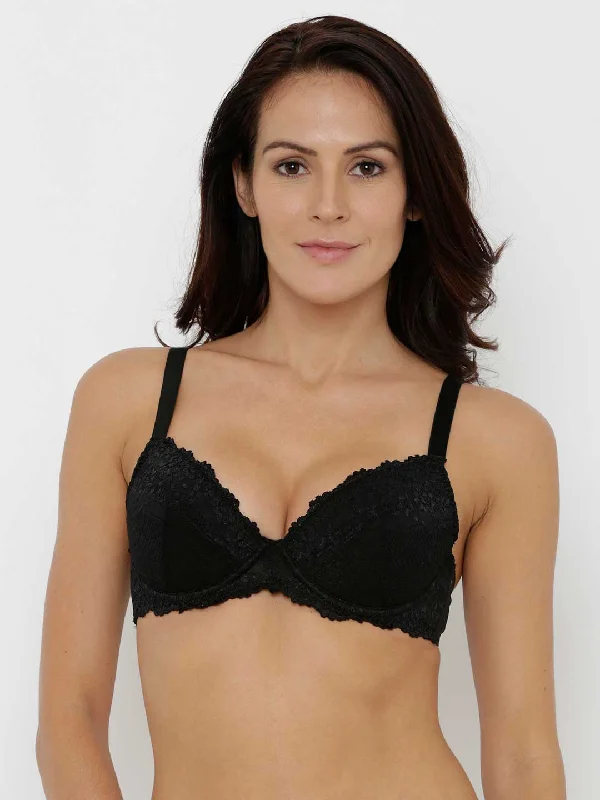 convertible plunge braBlack Structured Padded Wired Balconette Bra