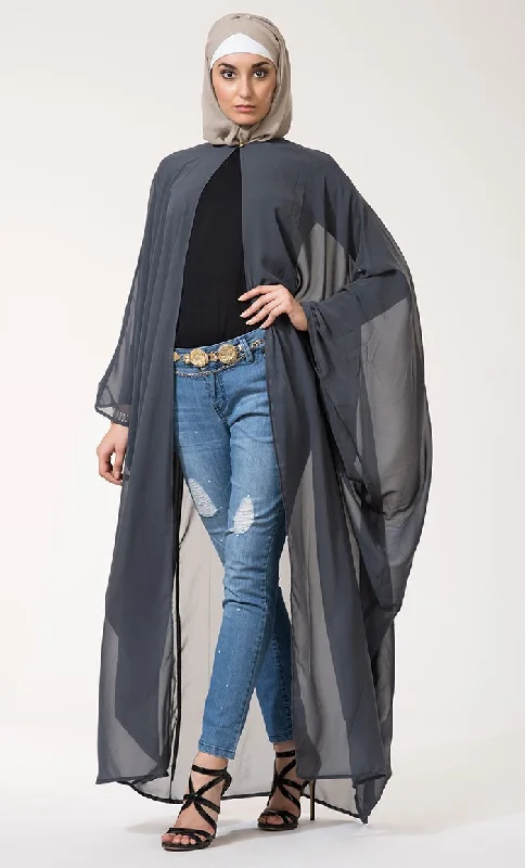 Women's Coats with ZipperGeorgette One button closure Cape Shrug