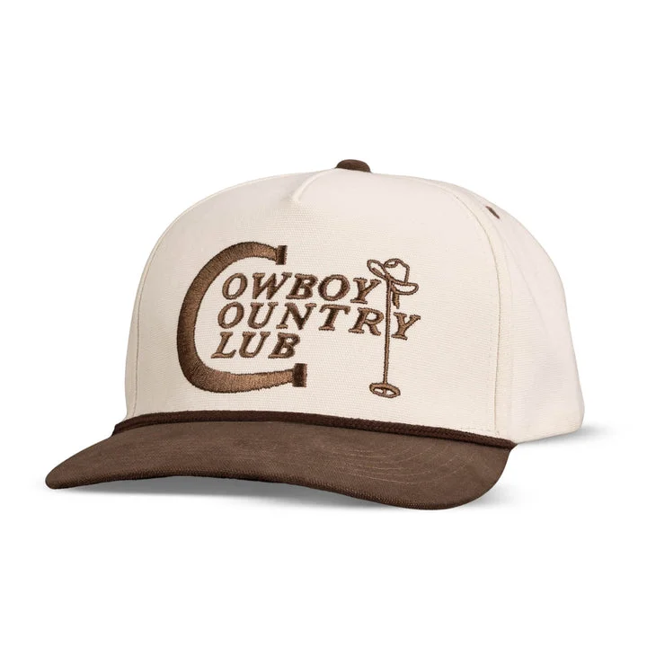 adjustable baseball caps with built-in headbands for comfortCowboy Country Club Hat - Cream / Brown