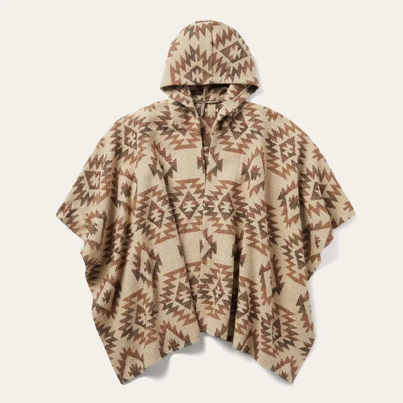 Women's Leather CoatsTan Aztec Poncho