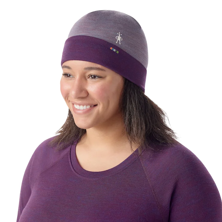 stylish newsboy caps with leather patches and contrast stitching for a bold statementThermal Merino Reversible Cuffed Beanie - Chalk Violet Heather