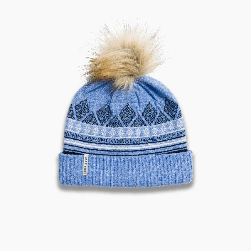 cozy fur-lined hats for extreme coldRecycled Ellen Pom Beanie - Sky