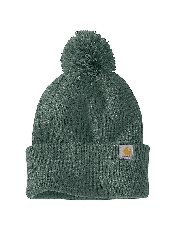 cozy knit hatsKnit Pom-Pom Cuffed Beanie - Frosted Balsam