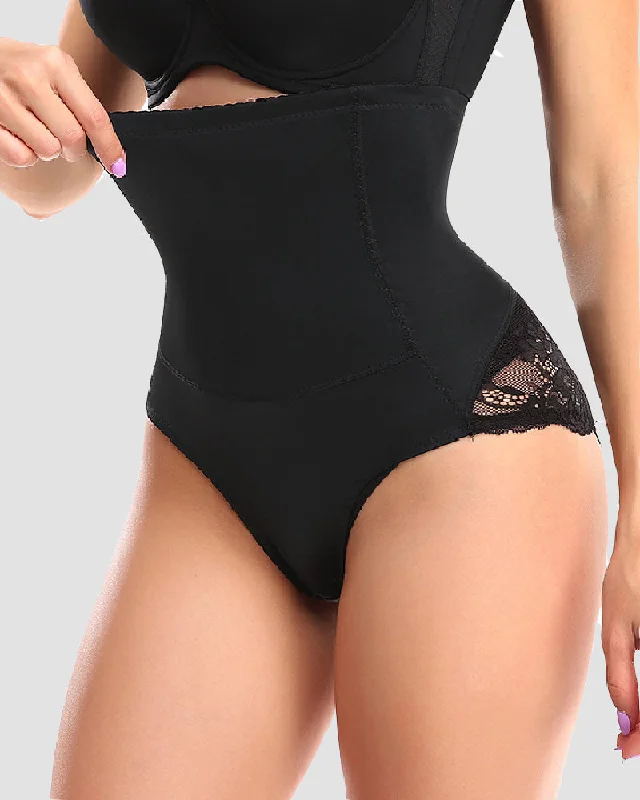 seamless body brief with ruffled edgesDamen Bauchweg Figurformende Unterwäsche Nahtlos Gespleißter Spitzen Shapewear Slip