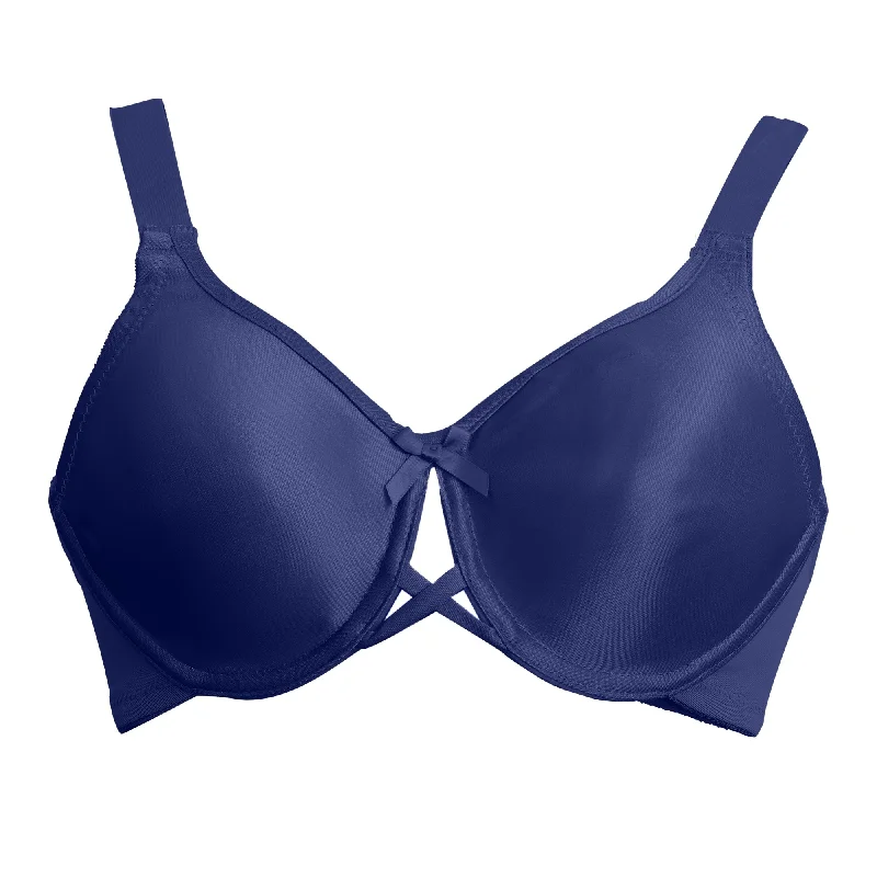 seamless bra with moisture-wicking fabricVa Bien Seamless Minimizer Underwire Bra, Navy