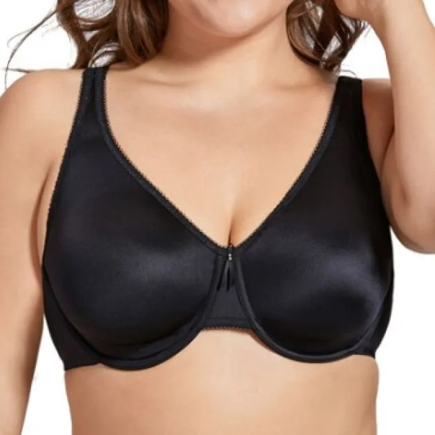 lace appliqué braSmooth Unlined Full Cup Black Support Bra