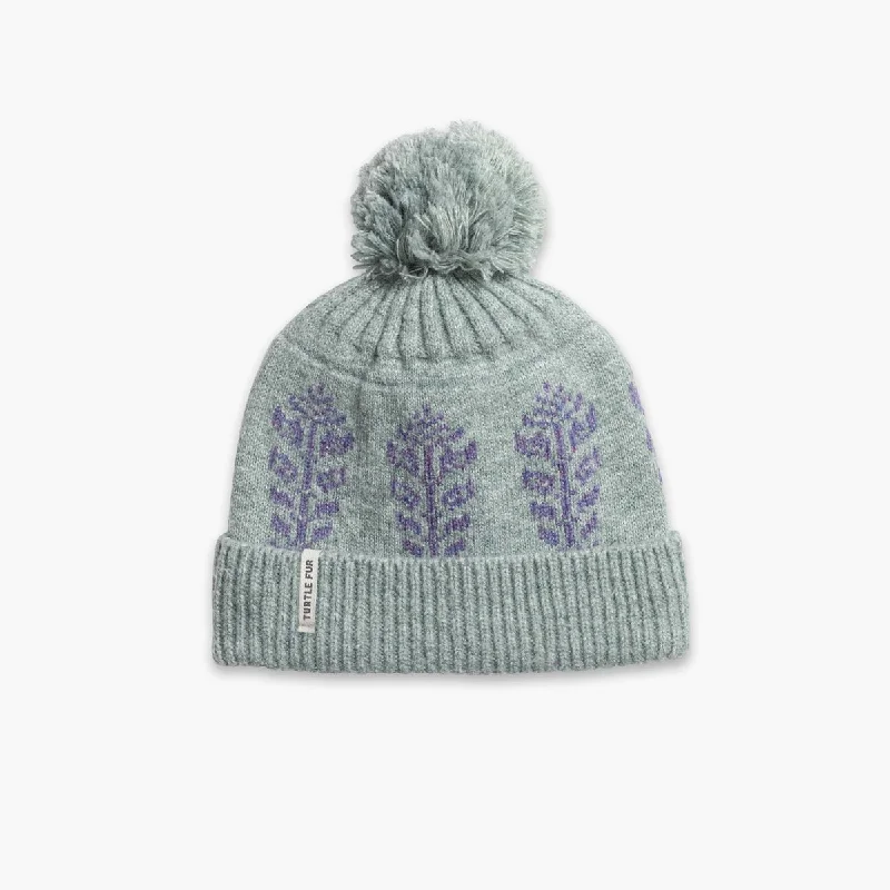 cozy fleece-lined beanie hats with pom-poms for winter fashionRecycled Knit Freya Beanie - Sage