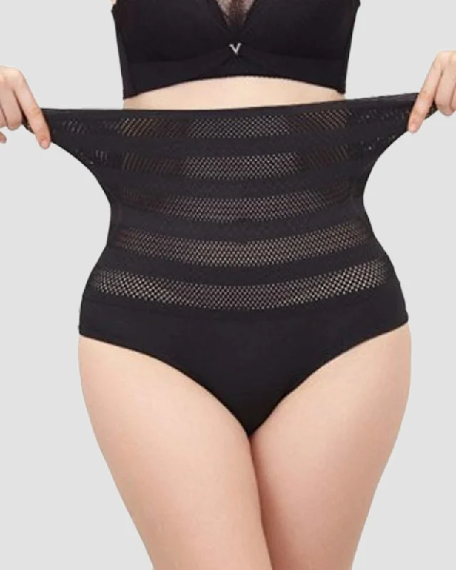 seamless shapewear for fitted gownsDamen Hohe Taille Zickzackmuster Shapewear Höschen Bauchweg Mesh Slips