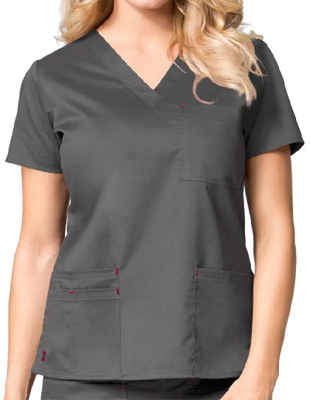 Women's Button-Up CoatsMaevn 26.5 Inch Blossom Women's V-Neck Fashion Scrub Top