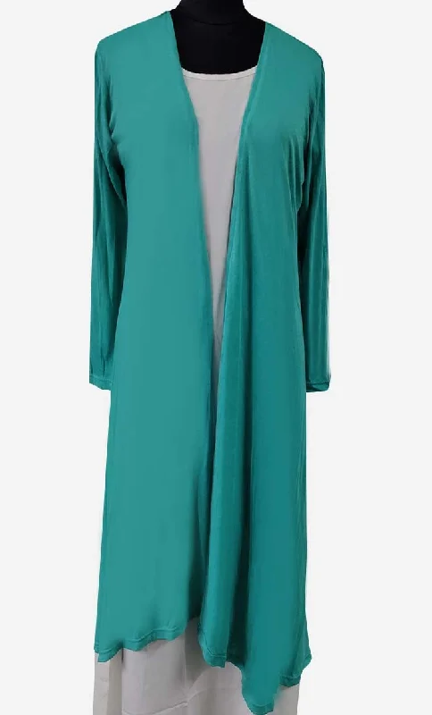 Women's Long CoatsTurquoise Blue Modest Solid Shrug