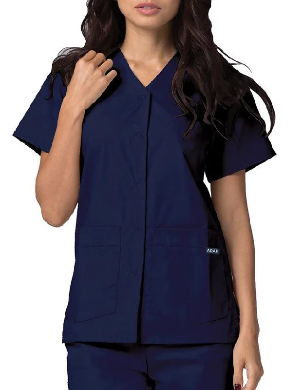 Women's Coats with Fur Trimmed HoodAdar 27.5 Inch Women's Snap-Front Nursing Scrub Top