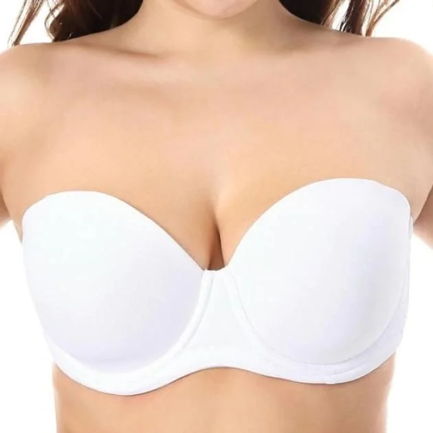 seamless bra for sensitive skinStrapless Contour White Underwire Bra