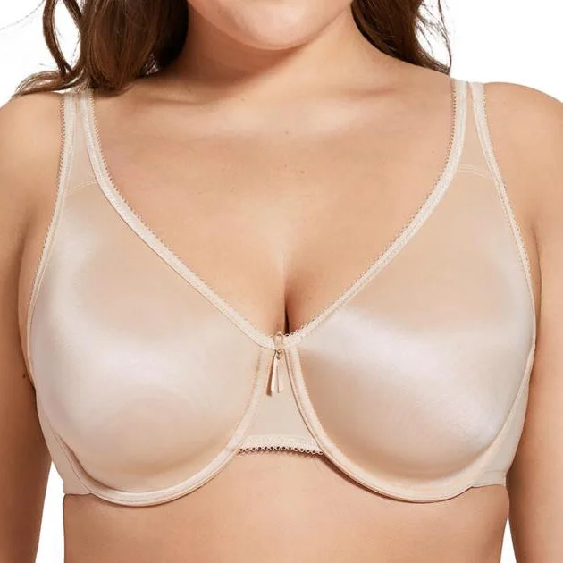 plus-size backless bra with clear strapsSmooth Unlined Full Cup Beige Support Bra