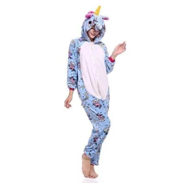 women's pajamas with moisture-wicking fabricPyjama Licorne Femme <br>  BLEU