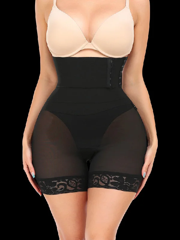 high-waisted shapewear shorts with power mesh for firmnessAdjustable Waist Band Tummy Control Shapewear