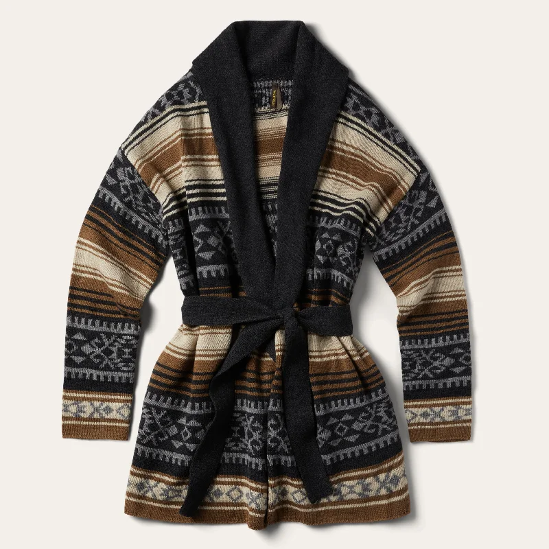 Women's Wool CoatsBrown Serape Belted Cardigan