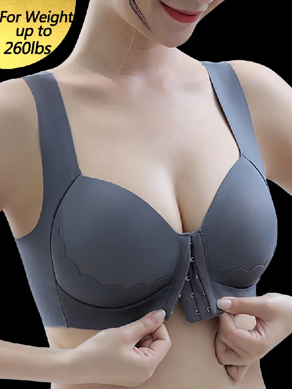 seamless bra with mesh lining for breathabilityComfort Seamless Front Closure Wirefree Bra