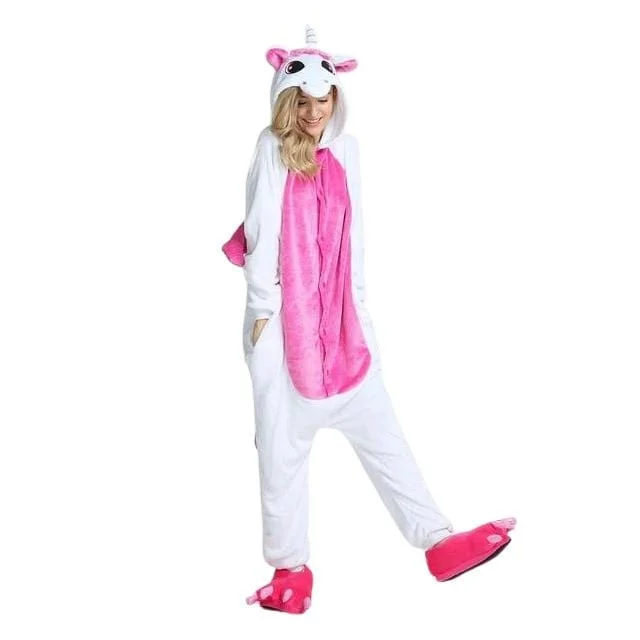 women's pajamas for those who love to stay in and relaxPyjama Licorne Femme  <br>  BLANC & ROSE FUCHSIA