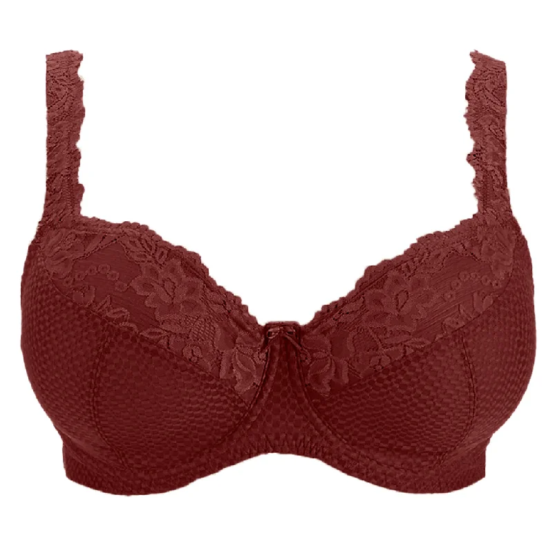 sports bra for high-impact workoutsFFY Serena Lace Underwire Full Coverage Bra B2761, Burgundy