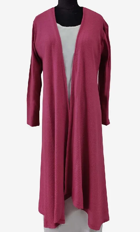 Women's Denim CoatsFuchsia Pink Modest Solid Shrug