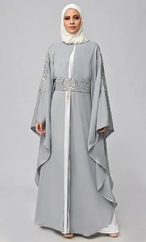 Women's Coats with ButtonsNew Islamic Butterfly Cut Embroidered Kaftan Style Abaya