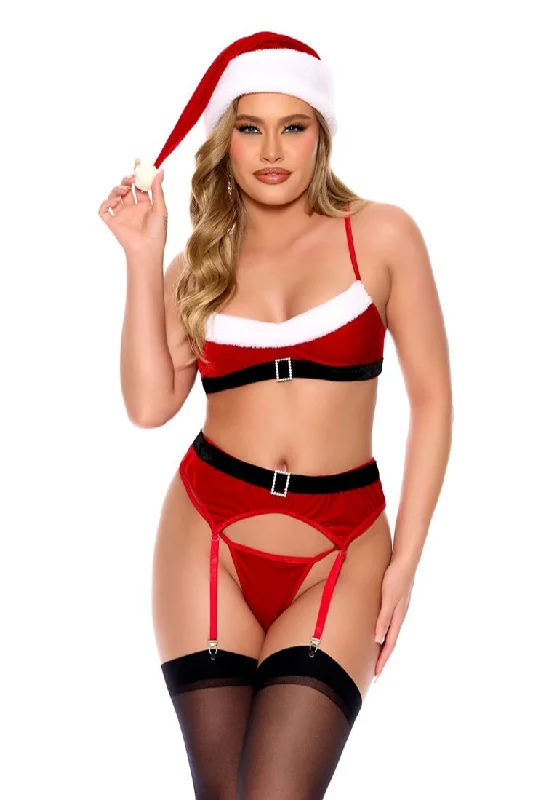 plus-size minimizer underwire braElegant Moments Holiday Santas Little Helper Velvet Bra Set with Hat Red