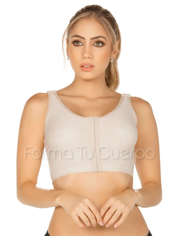 wireless bra with stretch lace for flexibilityModel C-031 - Exquisite Post-Surgical Bra/Chest Compression Bra Infused w. Cannabis & Spirulina