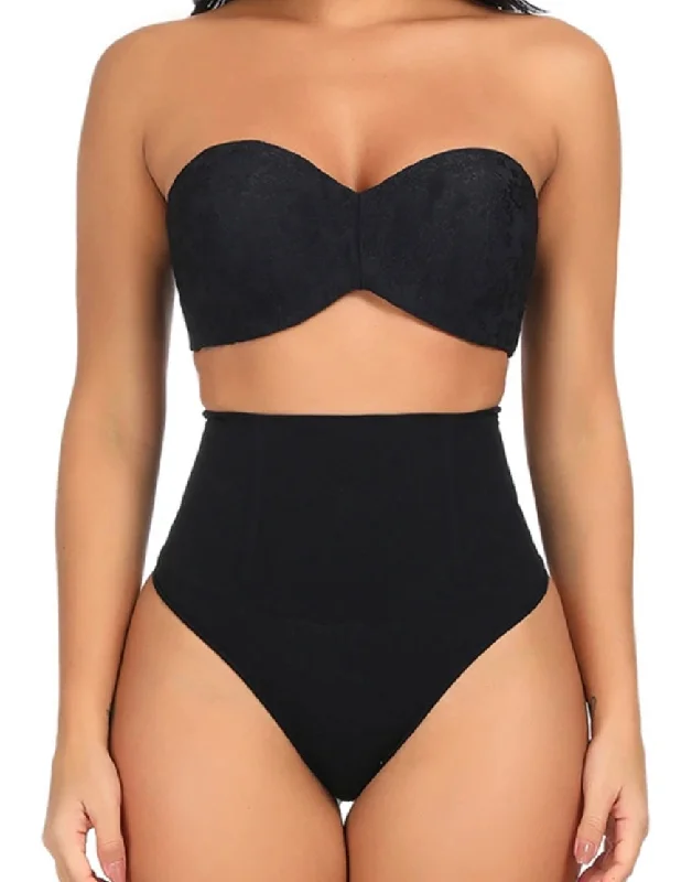 plus-size waist cincher with lace overlayThongy