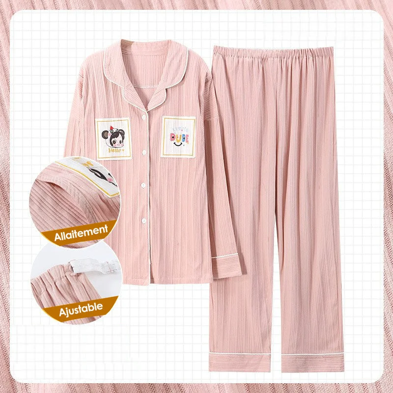 women's pajamas for ultimate relaxationPyjama Maternité Allaitement Imprimé à Rayures