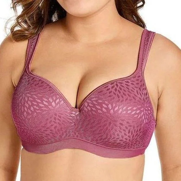 wireless bra with molded cupsFoam Contour Jacquard Pale Violet Red Bra