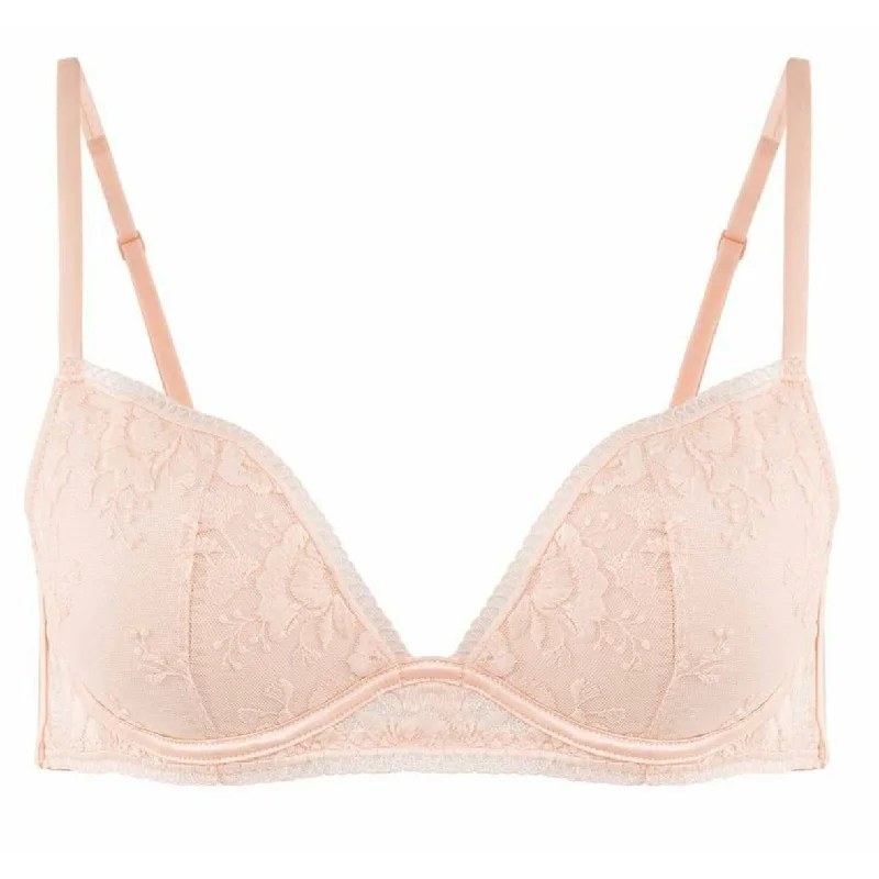 plus-size demi-cup bra with lace overlayPush-Up Bra Petal Powder 15S340