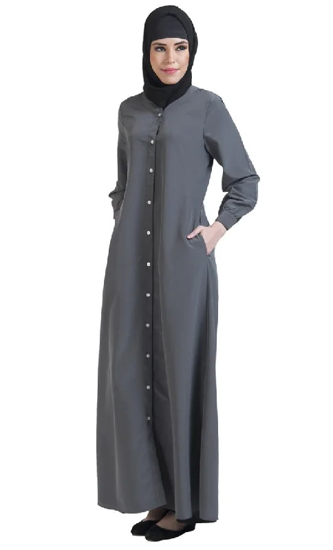 Women's Down CoatsButton Down Front Open Jilbab Abaya dress