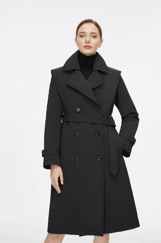 Women's Coats with Fur Trimmed ButtonsFull Length Detachable Goose Down Trench Coat