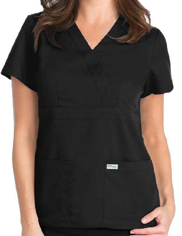 Women's Coats with Fur TrimGrey's Anatomy 25.5 Inch Women's Mock Wrap Nurse Scrub Top