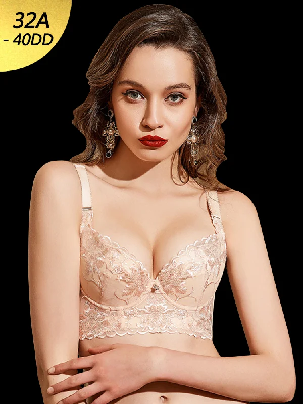 lace-trimmed convertible bra for special eventsEmbroidered Push Up Underwire Adjustable Bra