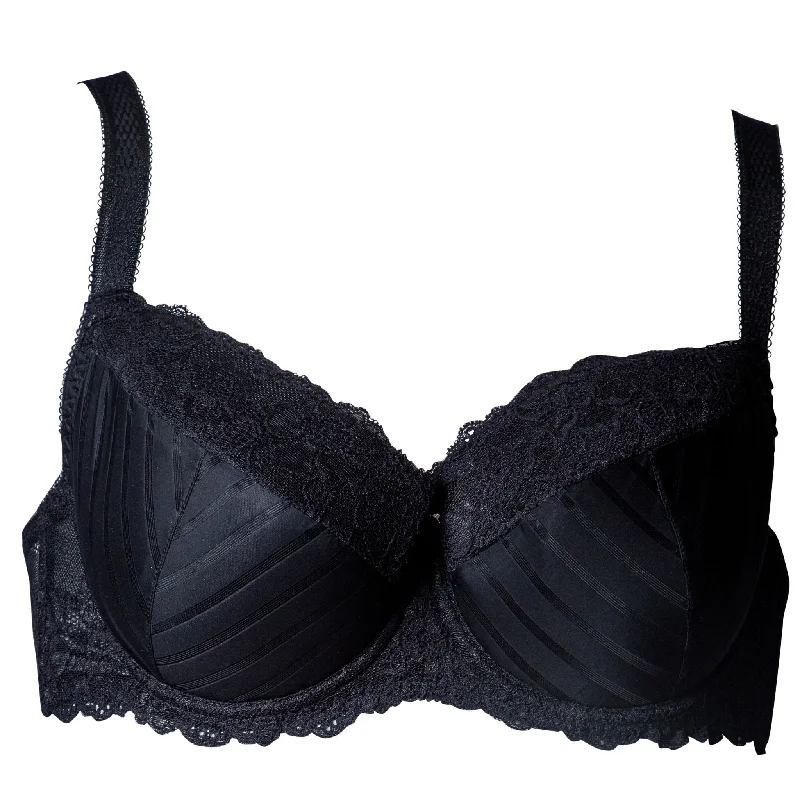 lace front closure braBelleza Fuller Bust Satin Padded Balconette Bra in Black