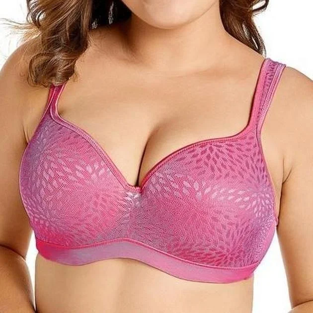 lace trim underwire bra for everyday wearFoam Contour Jacquard Magenta Bra