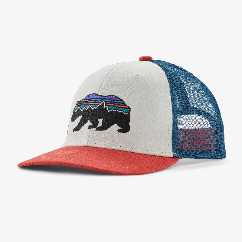 trendy snapback hatsKids' Trucker Hat - Fitz Roy Bear: Birch White