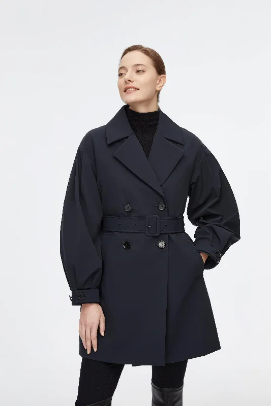 Women's Coats with Fur Trimmed HoodDropped Shoulder Detachable Goose Down Trench Coat