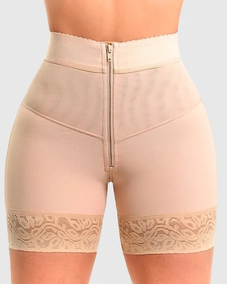 high-waisted shapewear with silicone strips for gripInterne Haken fester Kompressions Po-Lift Shaper Shorts