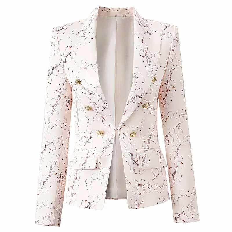 Women's Coats with CollarWomen's Floral Blazer with Gold Button Trendy Jacket