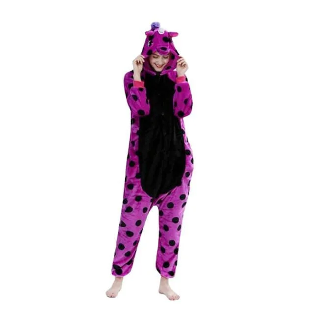 women's pajamas with an elasticized cuffsPyjama Licorne Femme <br> VIOLET & NOIR