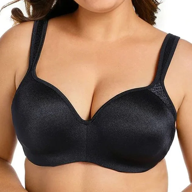 plus-size sports bra with mesh ventilationLightly Padded Seamless Black Balconette Bra