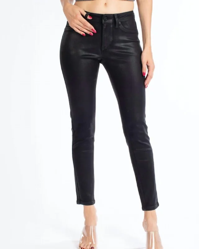 Women's Jodhpurs with Low WaistKenzie Mid Rise Coated Skinny Jean In Black