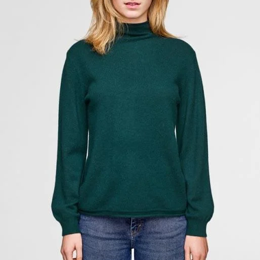 Women's Turkish Wool SweatersBlouson Sleeve Sweater (Pine Needle Heather)