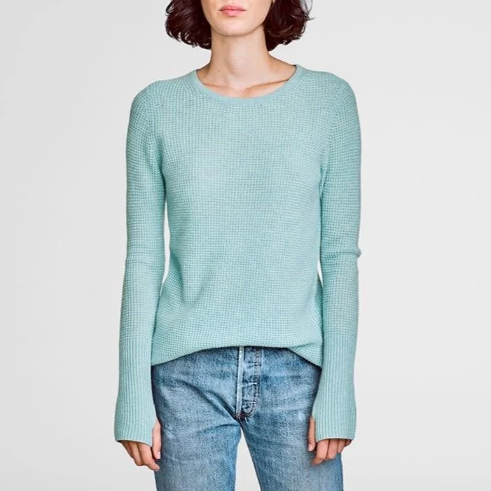 Women's Shirt Collar SweatersCashmere Thermal Crewneck (Soft Jade Heather)