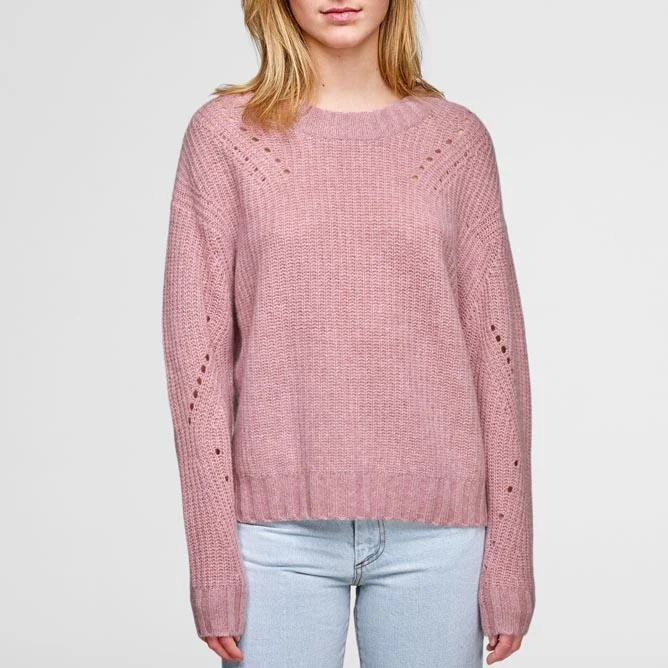 Women's Serbian Wool SweatersDirectional Rib Crew Sweater (Ash Rose Heather)