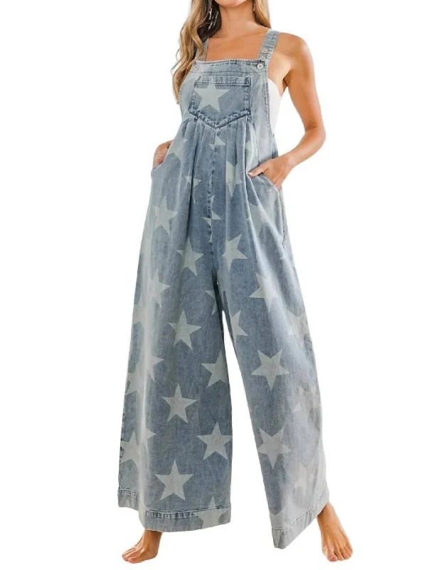 Women's Jodhpurs with U-Shaped NeckBibi Star Overalls In Denim