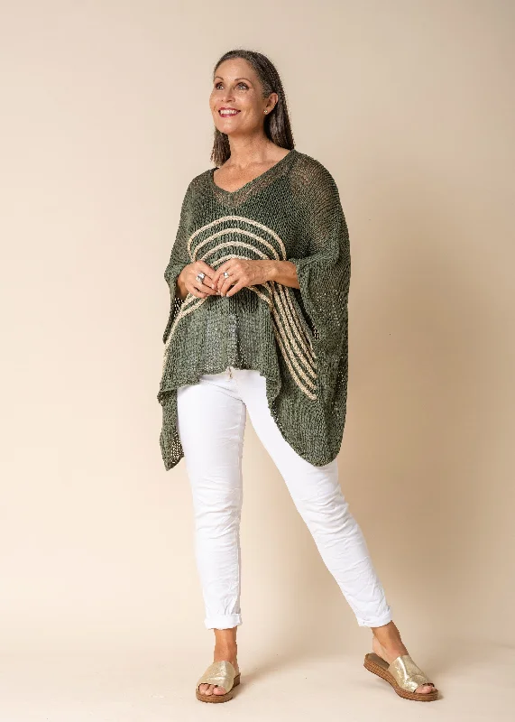 Women's Collarless Design SweatersGeorgiana Knit in Khaki