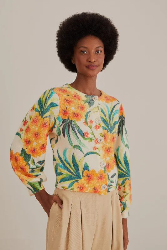 Women's Ribbed SweatersOff-White Pineapple Bloom Knit Cardigan